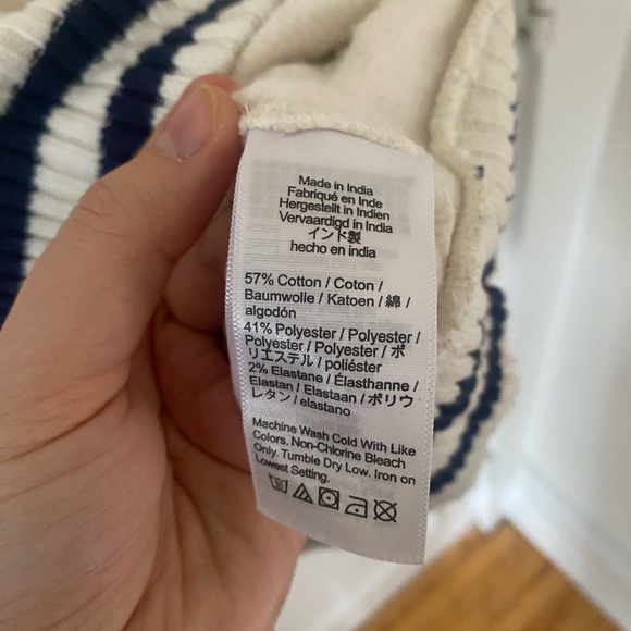 J Crew Heritage fleece half-zip sweatshirt with contrast trim Womens Med Ivory - Picture 4 of 4